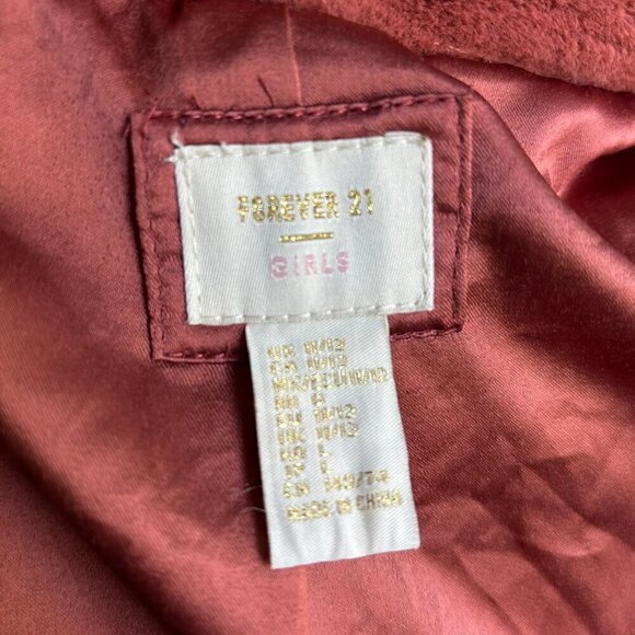 FOREVER 21 GIRLS Cinammon Coloured Faux Fur Cropped Zippered Fall Jacket US S - Picture 6 of 7